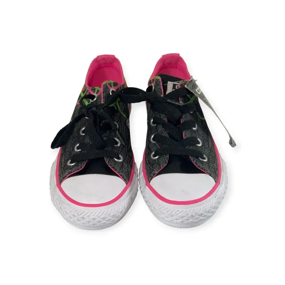 Converse All Star Low Top Casual Sneakers, Blk/Pink/Lime, Canvas, Children's 12C